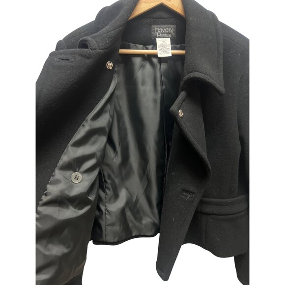 David N Petites Vintage Black Wool Blend Cropped Peacoat - Picture 5 of 7